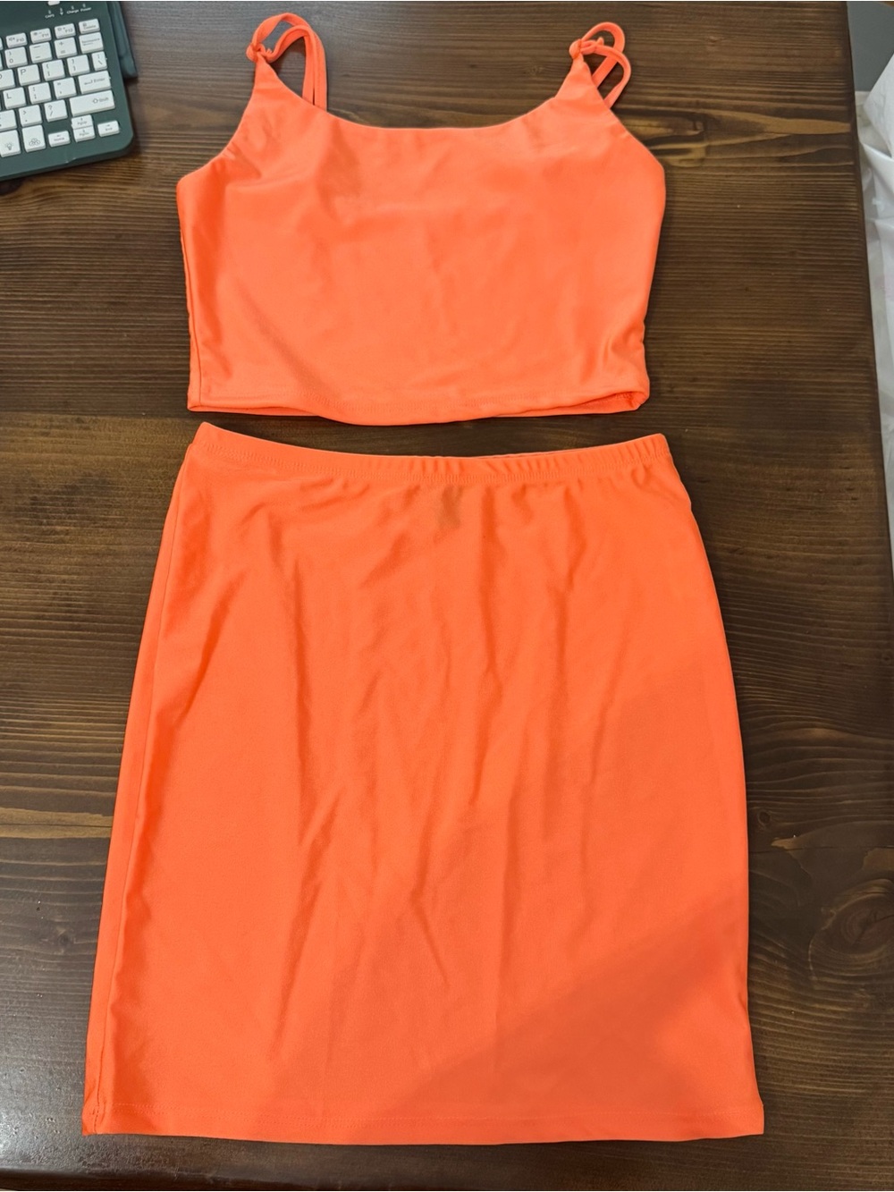 Shein two piece crop top and mini skirt set